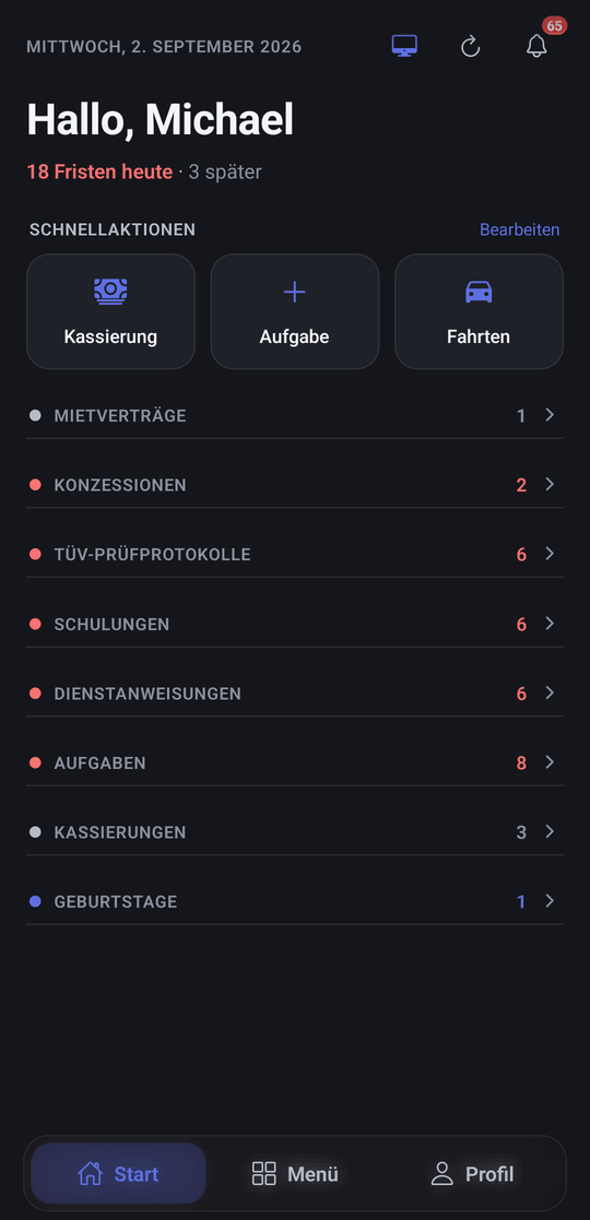 Startseite der App auf einem Android-Telefon